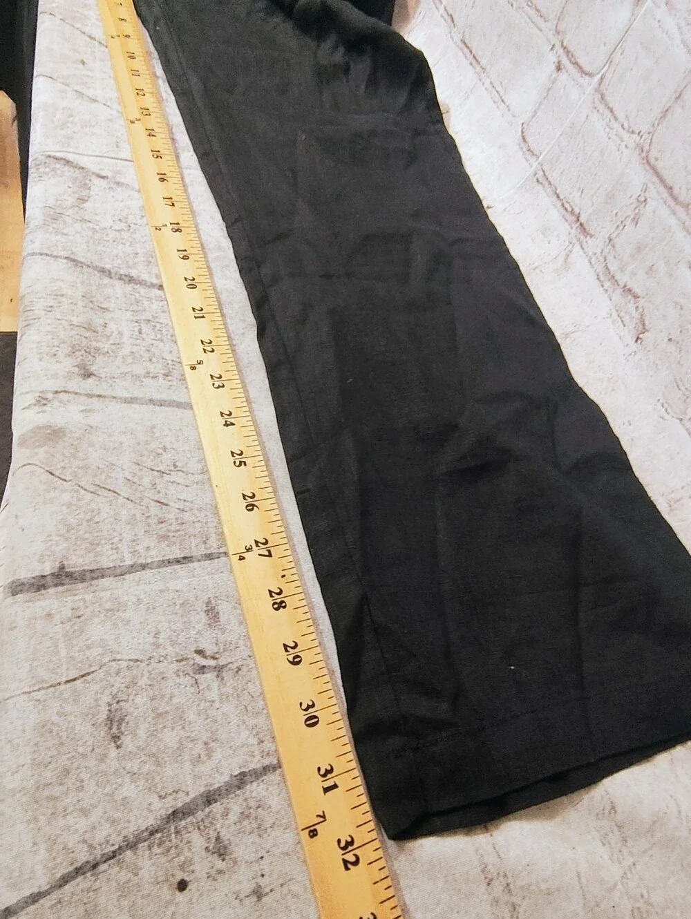 Quince 100% Linen Black Pull On Elastic Waist Baggy Pants Large Pockets